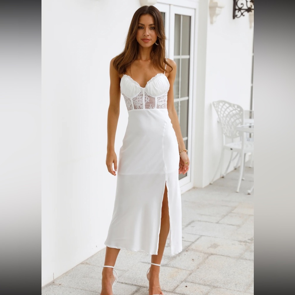 Hello Molly Go For The Crown Midi Dress Ivory